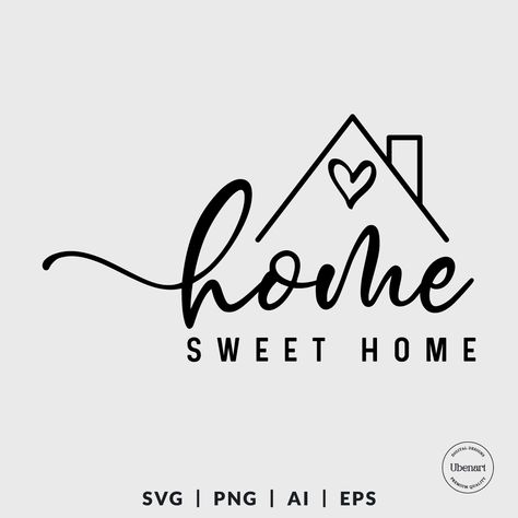 Cultivate the feeling of home with our delightful Home Sweet Home SVG design! This versatile graphic embodies the warmth of family, the joy of simple pleasures, and the beauty of creating your haven, perfect for t-shirts, wall art, home decor items, and more. Share your decorating tips, inspire wanderlust, and tell the world that home ... Home Sweet Home Sign Printable, New Home Welcome Sign, Welcome Home Tattoo, Home Svg Free, Home Sweet Home Lettering, Home Decor Logo, New Home Sign, Home Sweet Home Svg, Cut Crafts