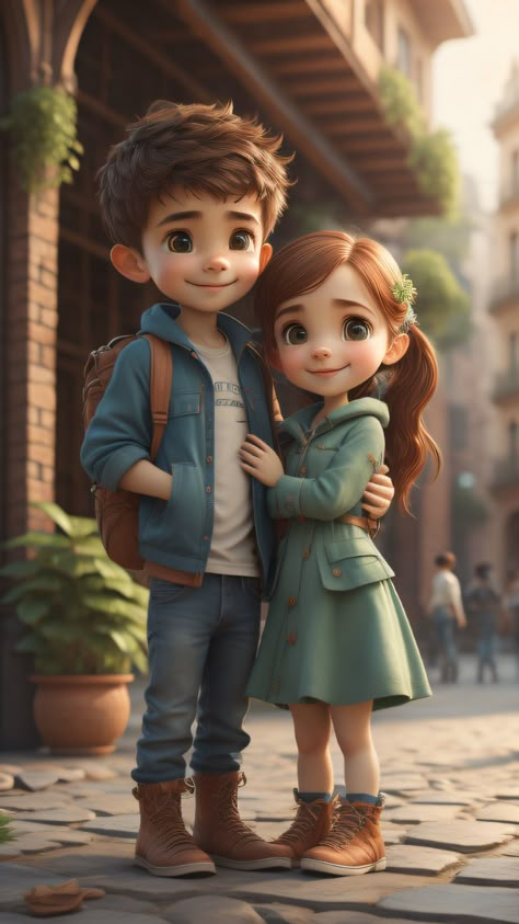 Lover Cartoon Images, Loving Couple Cartoon Images, Cartoon Couple Poses, Friend Cartoon Image, 3d Cartoon Images, 3d Couple Image, Me As Character, Casal Art, Loving Couple Photoshoot