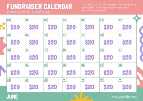 Colorful Donate Fundraiser Calendar Calendar Fundraiser Template, Calendar Fundraiser, Fundraising Calendar, Dance Fundraisers, Donate Money, Editing Tool, Free Calendar, Brand Kit, Editing Tools