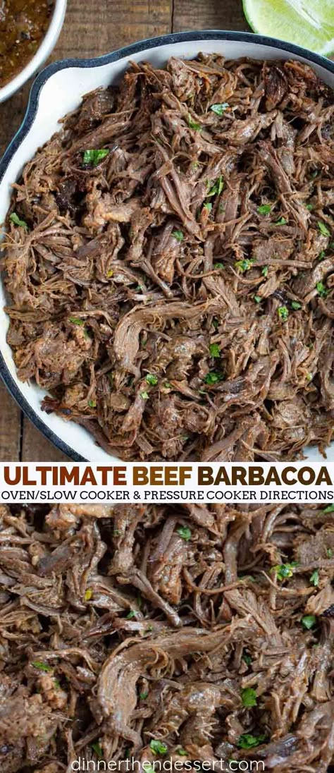 Beef Barbacoa roasted low and slow in the oven crusted with a flavorful spicy chipotle chili vinegar mix makes the ultimate Mexican beef tacos, burritos and more. #beef #barbacoa #chipotle #copycat #burrito #taco #mexican #mexicanfood #dinner #dinnerthendessert Mexican Food Recipes Beef, Chipotle Copycat, Beef Barbacoa, Taco Mexican, Barbacoa Recipe, Recipes Salmon, Mexican Beef, Barbacoa Beef, Tacos Burritos