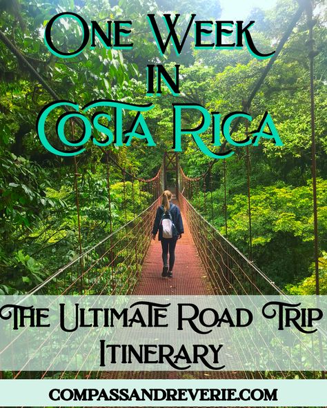 One Week in Costa Rica - The Ultimate Road Trip Itinerary - Compass & Reverie LLC 10 Day Costa Rica Itinerary, One Week Itinerary, Trip To Costa Rica, Central America Destinations, Black Sand Beaches, Costa Rica Beaches, Ultimate Road Trip, Travel And Adventure, Travel Itinerary Template