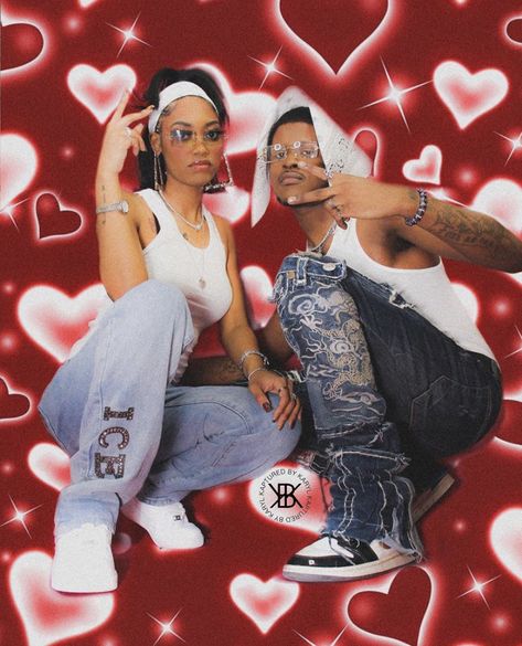 Couple 90s Photoshoot, Valentines Day Shoot Couples, 2000s Photoshoot Ideas Couples, Y2k Couple Photoshoot, 2000s Birthday Photoshoot, 2000 Couple Photoshoot, Valentine Photo Shoot Couples, Valentine’s Day Photoshoot Couples, 90s Themed Photoshoot