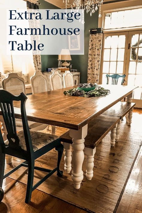 Large Farmhouse Dining Table, Large Farmhouse Table, Shabby French Cottage, Ripe Watermelon, Farmhouse Style Dining Table, Large Dining Room Table, Farmhouse Table With Bench, Family Dining Table, Farmhouse Dining Room Table