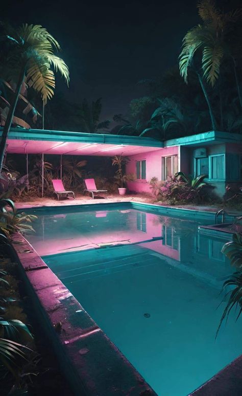 Miami Vice Party, Cyberpunk Concept Art, Just Do It Wallpapers, 80s House, Theme Hotel, Futurism Art, Miami Art Deco, Poetry Pic, Nostalgic Pictures