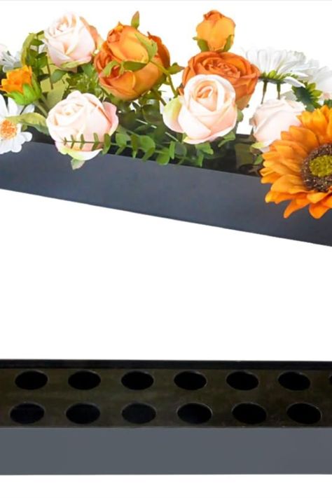 24'' Acrylic Flower Vase Rectangular with Holes Long Clear Vases for Centerpieces Rectangle Floral Arranger Wedding Dining Table Decor Home Votives Rose Holder Gift Set (Black) Wedding Dining Table Decor, Acrylic Flower Vase, Wedding Dining Table, Vases For Centerpieces, Wedding Dining, Clear Vases, Acrylic Flower, Acrylic Flowers, Vase Centerpieces