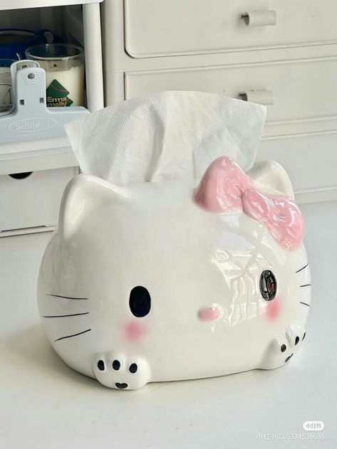 Hello Kitty Stuff, Room Decor Desk, Tissue Box Crafts, Hello Kitty Ceramic, Hello Kitty Room Decor, Hello Kitty Bedroom, Images Hello Kitty, Hello Kitty Cupcakes, Box Crafts