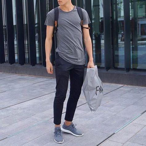 If you want to buy clothes inspired by all the outfits we upload make sure to visit our web platform  www.menwith.co! Gray Sneakers Outfit Men, Gray Sneakers Outfit, Gray Shoes Outfit, Grey Sneakers Outfit, Jogger Outfit, Sneakers Outfit Men, Guy Fashion, Trainers Outfit, Chubby Guy