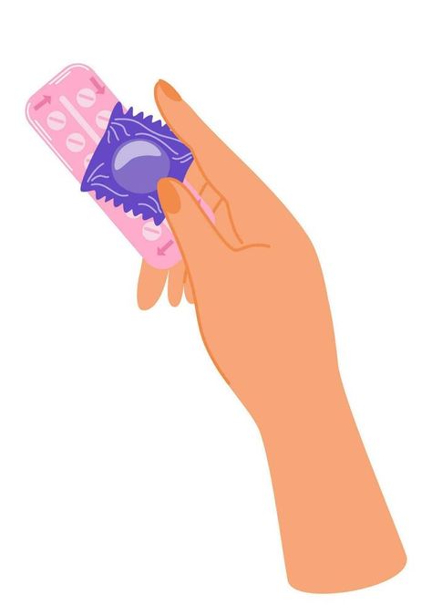 Hand holding different types of contraception. Condom and hormonal contraceptive pills for safe sex. Birth control methods concept. Flat cartoon vector illustration Contraception Illustration, Contraception Methods, Contraceptive Pill, Birth Control Methods, Hand Holding, Birth Control, Different Types, Hold On, Vector Free