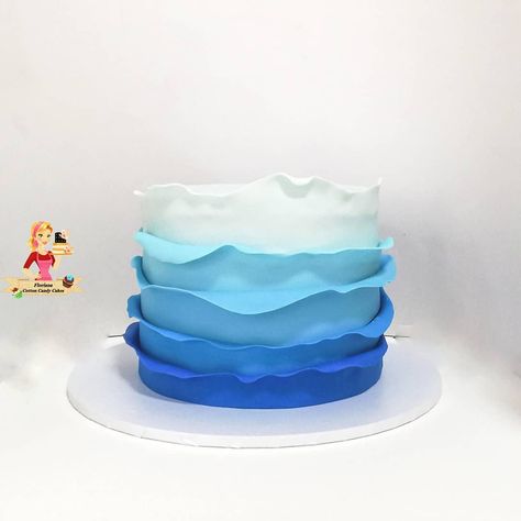 Fondant waves on a cake… Waves Cake Design, Waves On Cake, How To Make Waves On A Cake, Ocean Wave Cake Design, Fondant Waves On Cake, Wave Cake, Banana Cake, Third Birthday, Fondant