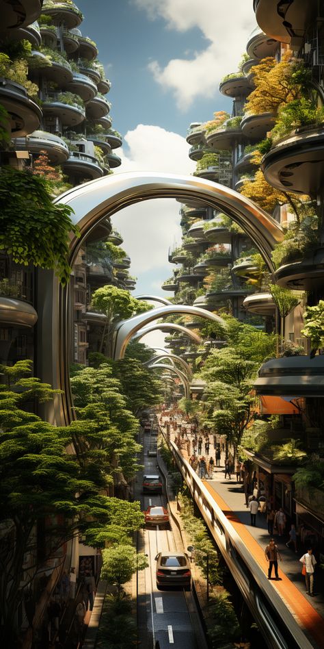 Futuristic City With Nature, Future Nature City, Futuristic Plant City, Futuristic Eco City, Futuristic City Utopia Aesthetic, Futuristic Nature City, Solar Punk City, Futuristic City Concept Art, Biopunk City