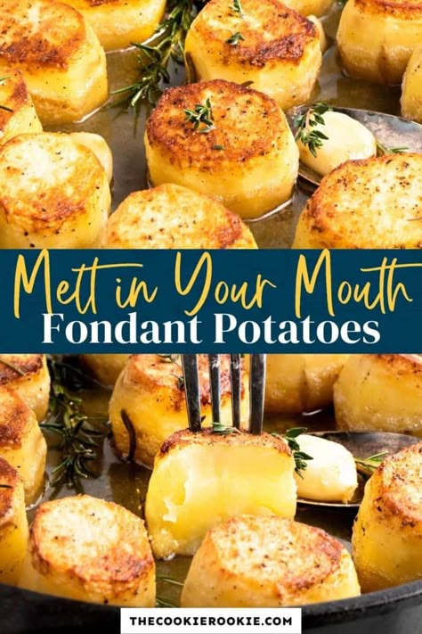 Fondant Potatoes Cooked Potatoes Recipes, Potato Fondant Recipe, Sunburst Potato Recipe, Fondant Potatoes Gordon Ramsay, Potato Side Ideas, Easy Delicious Potato Recipes, Fondant Sweet Potatoes, Potato Side Dishes Party, Fondant Potatoes Recipes