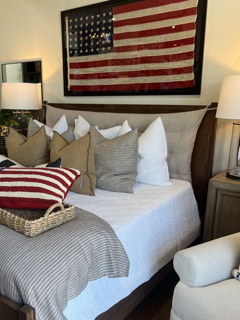 Vintage Americana Bedroom, Americana Room, Americana Bedroom, Patriotic Bedroom, Southern Decor, Vintage Americana, House 2, My Bedroom, Room Themes