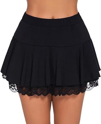 Slim Fit Skirts, Pleats Pattern, Flared Mini Skirt, High Waisted Pleated Skirt, Skirt With Lace, Party Kleidung, Half Skirt, High Waisted Flares, Lace Inset