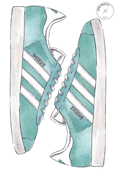 Gazelle Drawing, Shoe Drawing Ideas, Adidas Drawing, Addias Shoes, Clark Shoes For Women, Good Objects, Shoe Drawing, Adidas Gazelle Shoes, Sneakers Sketch