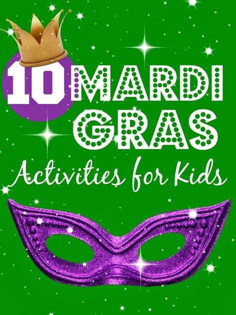 Check out these 10 fantastically fun Mardi Gras activities for kids, to get your kiddos excited in the run up to Mardi Gras... come on, let's party... Mardi Gras Activities For Kids, Mardi Gras Facts, Mardi Gras Activities, Mardi Gras Kid, March Holidays, Mardi Gras Crafts, Theme Carnaval, Mardi Gras Food, Mardi Gra