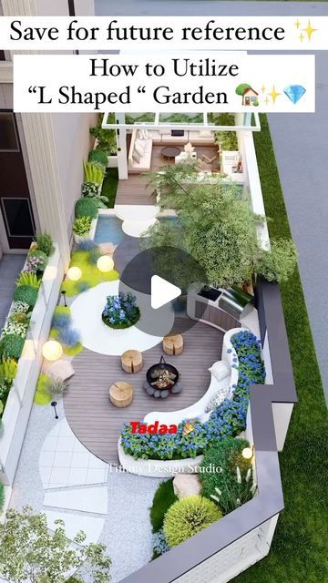 Tiffany design studio💎 on Instagram: "L shaped front yard renovation 🏡🪴🥕🍎  • • • #tiffanydesignstudio #gardendesignideas #frontyardgarden" L Shaped Garden Layout, Small L Shape Garden Ideas, L Shape Garden Ideas, L Shape Yard Design, L Shape Landscape Ideas, L Shaped Patio Ideas, L Shape Garden Design Layout, L Shaped Garden Ideas Layout, L Shape Garden Design