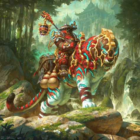 ArtStation - Ban-Lu, Grandmaster's Companion, Veli Nyström Wow Monk, Pandaren Monk, Warcraft Art, Desenho Tattoo, Fantasy Monster, Mythical Creatures Art, Wow Art, Arte Fantasy, World Of Warcraft