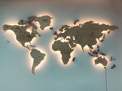 Light Wood Wall Map Of the World Map Wall Art Large Travel LED | Etsy Desktop Wallpaper Summer, Destop Wallpaper, Rustic Home Offices, World Map Wall Decor, World Map Decor, Restroom Design, World Map Wallpaper, 2160x3840 Wallpaper, Organic Glass