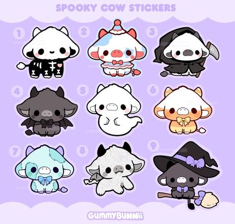 Spooky Cow Stickers Vinyl Sticker Stickers Cute Halloween Decal Fall Skeleton - Etsy Sticker #sticker Stickers #stickers freesticker #freesticker freestickers #freestickers free download sticker #freedownloadsticker 7.200 Kawaii Cow Sticker, Cute Spooky Stickers, Cute Cow Drawing Cartoons, Cute Cows Drawing, Cute Sticker Drawing, Kawaii Cow Drawing, Halloween Sticker Ideas, Fluffy Cow Drawing, Baby Cow Drawing