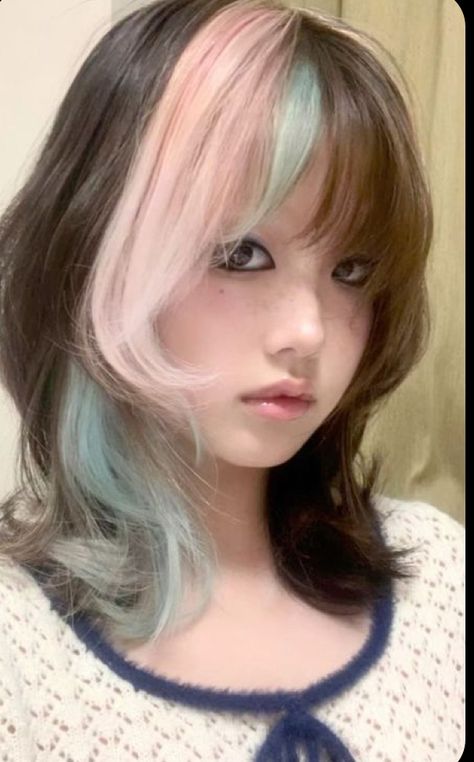 Pudding Hair Color, Angel Halo Hair Dye, Hair Dye With Brown Hair, Hair Dye Ideas For School, Hair Color Ideas For Pale Skin, Haircut Idea, Korean Haircut, Colour Hair, Dye Ideas