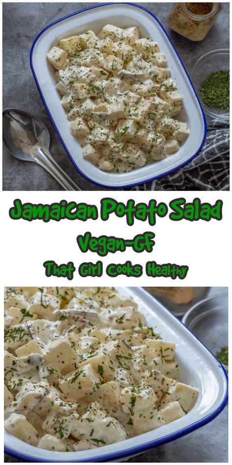 Jamaican Potato Salad, Jamaican Potatoes, Jamaican Potato Salad Recipe, Vegan Mayonnaise Recipe, Vegan Potato Recipes, Mayonnaise Recipe, Vegan Mayonnaise, Rice And Peas, Vegan Potato