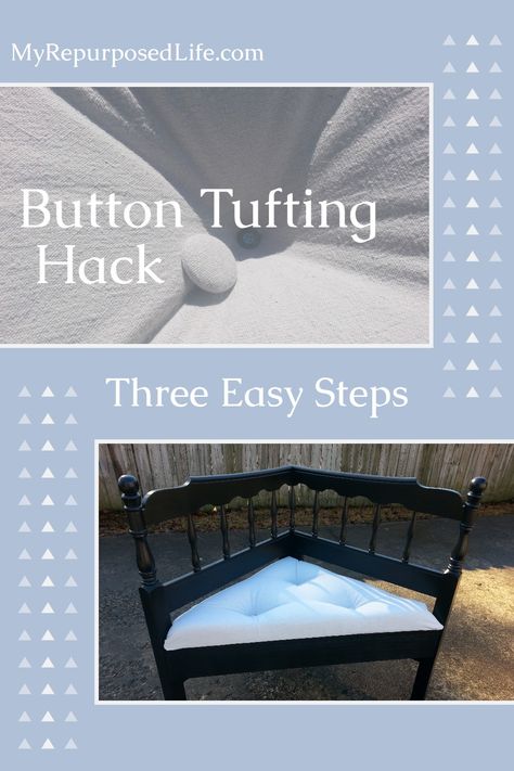 Button tufting 101 in three easy steps shows you that you don't have to drill holes in your tufted seat-but use a staple gun and screws instead. #MyRepurposedLife #repurposed #furniture #button #tufting #easy #diy via @repurposedlife Decor Upcycle, Reuse Ideas, Granny Style, Refinished Furniture, Diy House Projects, Thrift Finds, Do It Yourself Projects, Furniture Makeover Diy, Diy Home Decor Projects