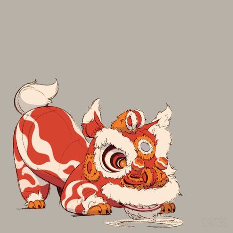 Lion Character Design, Chinese New Year Lion Dance, Lion Character, Animal Concept, Chinese Lion Dance, Blitz Design, Chinese Lion, Chinese New Year Dragon, Lion Illustration