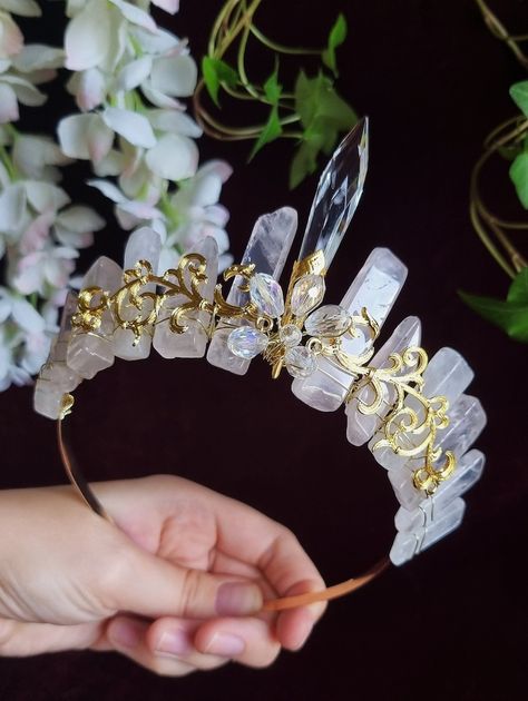 Rose Quartz Crystal Crown Tiara, Bohemian Wedding Quartz Tiara, Fairy Crown, Princess Quartz Crown, Raw Quartz Headband, Pink Quartz Crown - Etsy Fae Wedding, Quartz Tiara, Quartz Crown, Fantasy Crown, Crystal Crown Tiaras, Fairy Crown, Chandelier Crystal, Crown Tiara, Crystal Headpiece