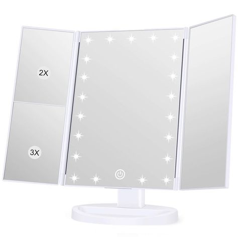 Led Vanity Mirror, Vanity Mirror With Lights, Trifold Mirror, Makeup Vanity Mirror, Led Makeup Mirror, Cool Mirrors, Bathroom Mirrors, Magnifying Mirror, Makeup Mirror With Lights