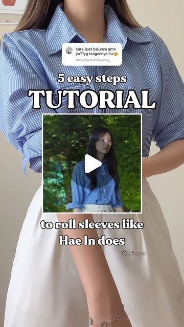 Elaine Alethea / Leinnns on Instagram: "5 easy steps to roll your sleeves like Hong Hae In did in Queen of Tears 👀✨  will you try this? let me know 🤍  #kdrama #queenoftears #outfit #tutorial" Queen Of Tears Hong Hae In Outfit, Queen Of Tears Fashion, How To Roll Up Sleeves, Queen Of Tears Hong Hae In Outfits, Haein Queen Of Tears Outfits, Hae In Queen Of Tears Outfits, Hong Hae In, Queen Of Tears Outfits, Hong Hae In Outfit