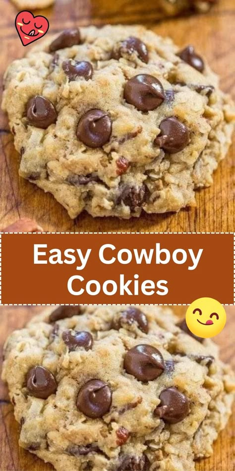 Cowboy Cookies Best Cowboy Cookies, Texas Cowboy Cookies, Cookies Cowboy, Cowboy Cookies Recipe, Cowboy Recipes, Cowboy Cookie, Cowboy Cookie Recipe, Cookies Recipes Chocolate, Cowboy Cookies