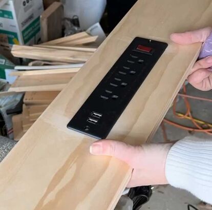 Have you seen the latest trend of tables that have charging stations right in them? I grabbed that idea and did my own DIY charging table behind the couch. We use it all the time! Get the Materials Mountable Power Strip 10 foot 1"x 6" select pine board (top) 5 48" furring strips (2" square) L Brackets Wood Screws Chop Saw Palm Sander + Sandpaper Oscillating Tool Tape Measure Drill Mineral Spirits Stain (Minwax Early American) Polyurethane Cut the Top I cut my top… Table Behind The Couch, Charging Table, Behind The Couch, Chop Saw, Behind Couch, Charging Stations, Pine Boards, Oscillating Tool, Mineral Spirits