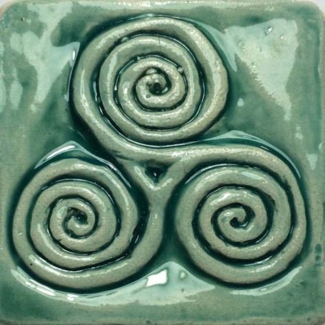 Accent Tiles – Celtic Valley Ceramics Celtic Pottery, Alice Morgan, Art Deco Tile, Spotify Album Covers, Deco Tile, Triple Spiral, Pretty Tiles, Little Miss Muffet, Eternal Return