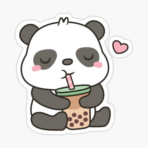 Pegatina for Sale con la obra «El pequeño y lindo dinosaurio ama el té con leche de Boba» de rustydoodle | Redbubble Boba Kawaii, Kawaii Doodle, Doraemon Nobita, Boba Milk Tea, Boba Milk, Panda Lindo, Stickers Kawaii, Panda Love, Kawaii Doodles