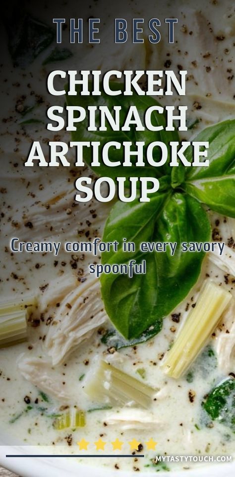 I can't get enough of this Chicken Spinach Artichoke Soup! Creamy, savory, and filled with tender chicken and delicious veggies, it brings warmth and comfort in every spoonful. Perfect for chilly nights or whenever you need a cozy meal! Creamy Chicken Artichoke Soup, Creamy Artichoke Soup, Chicken Spinach Artichoke Soup, Chicken Artichoke Soup, Chicken Soup With Spinach, Spinach Artichoke Soup, Chicken Spinach Artichoke, Chicken Artichoke, Soup With Spinach