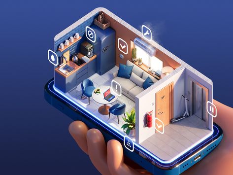 3D room infographic by Anton Egorov — 3D Infographics on Dribbble 3d Infographic Design, 3d Minimal, Infographic Posters, Isometric House, 3d Infographic, 3d Ui, 3d Room, Infographic Poster, 3d Images