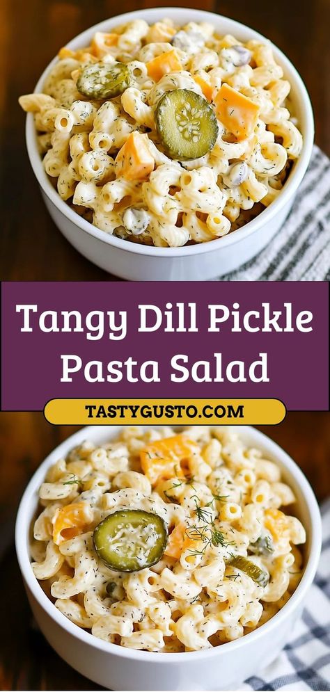 Tangy Dill Pickle Pasta Salad is a zesty, creamy side dish with chunks of pickles, fresh dill, and a tangy dressing.

2 cups cooked pasta
½ cup diced pickles
¼ cup dill pickle juice
Creamy, crunchy, and perfect for summer BBQs Dill Pickle Juice, Pickle Pasta Salad, Pickle Pasta, Dill Pickle Pasta Salad, Healthy Greens, Parties With Friends, Chicken Salads, Fresh Salad Recipes, Cooked Pasta