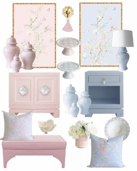 Chinoiserie Nursery, Blue Nursery Girl, Chinoiserie Home, Chinoiserie Bedroom, Blue Girls Rooms, Flower Knobs, Chinoiserie Garden, Chinoiserie Panels, Fancy Bedroom