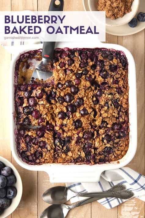 Break out of your breakfast rut with Blueberry Baked Oatmeal. It's nutritious, delicious, and guaranteed to start your day on the right foot. Made with just a handful of pantry staple ingredients and bursting with blueberry flavor, this easy oatmeal will quickly make a regular appearance on your breakfast table. Breakfast Baked Oatmeal, Baked Oatmeal With Blueberries, Oatmeal With Blueberries, Baked Blueberry Oatmeal, Blueberry Baked Oatmeal, Blueberry Oatmeal Bake, Tips For Meal Prepping, Oatmeal Granola, Oatmeal Bake