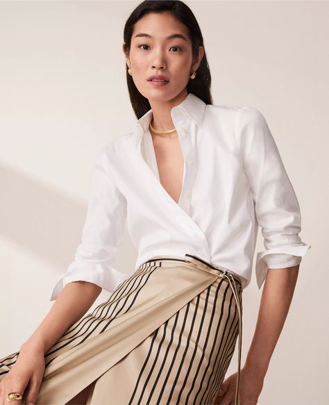 Relaxed Perfect Shirt Lounge Suit, Spring Summer Capsule Wardrobe, Ann Taylor Petite, Petite Blouses, Column Skirt, Knitted Suit, Taylor White, White Button Down Shirt, Summer Capsule Wardrobe