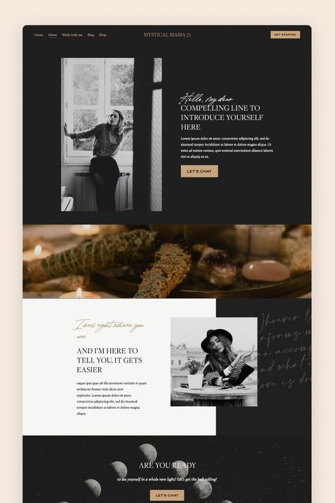 High End Website Design, Dark Moody Design, Dark Academia Website, Modern Website Design Layout, Goth Website Design, Witchy Website Design, Luxury Website Design Inspiration, Masculine Website Design Inspiration, Mystical Website