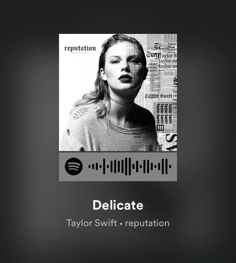 Delicate Taylor Swift, Delicate Taylor, Taylor Swift Delicate, Taylor Swift Spotify, Spotify Codes, Taylor Swift Fotos, Music Journal, Spotify Code, Taylor Lyrics