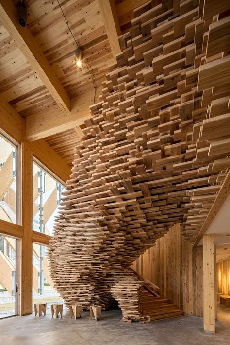 kengo kuma builds temporary pavilion in japan from CLT panels Kengo Kuma Architecture, Park Pavilion, Timber Architecture, Pocket Park, Bamboo Structure, Kengo Kuma, Timber Panelling, Japanese Architect, Hotel Building