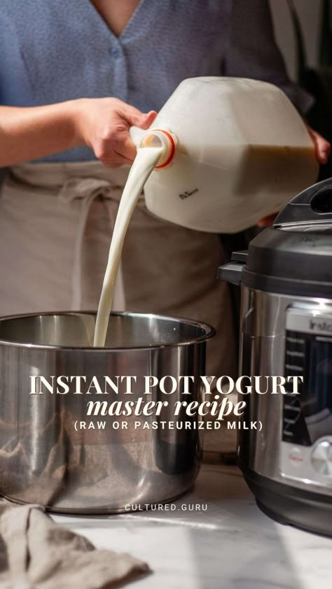 Our homemade instant pot yogurt recipe includes everything you need to know to make plain whole milk yogurt in an instant pot with a yogurt setting. This recipe works with goat milk, cow milk, raw milk, and pasteurized milk. Enjoy the instant pot yogurt chilled with fruit and granola. #instantpot #yogurt Fairlife Yogurt Instant Pot, Instant Pot Strawberry Yogurt, Yogurt Making At Home, Bear Yogurt Maker Recipes, How To Make Yogurt In Instant Pot, Homemade Yogurt Instant Pot, Yogurt Instant Pot Recipe, Instant Pot Cottage Cheese, Instant Pot Greek Yogurt