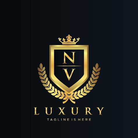 NV Letter Initial with Royal Luxury Logo Template Nv Logo, Wedding People, Heart Tree, Logo Banners, Cityscape Photos, Luxury Logo, Nature Backgrounds, Heart With Arrow, Background Banner