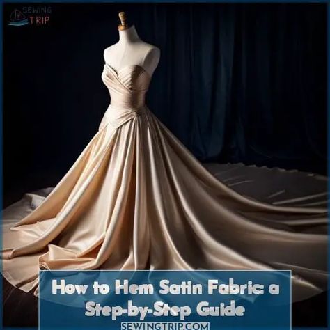 hemming satin fabric: step-by-step guide 2 How To Hem Satin Dress, Long Satin Skirt, Zigzag Stitch, Overlock Machine, Dress Sewing Tutorials, Pinking Shears, Satin Wedding Dress, Diy Sewing Clothes, Satin Gown