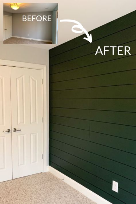 Making Shiplap Boards, Fake Wood Accent Wall, Emerald Green Shiplap Wall, Forest Green Shiplap Wall, Faux Plank Wall, Hunter Green Shiplap Wall, Herringbone Plank Wall, Vertical Wood Shiplap Wall, Tounge And Groove Accent Wall