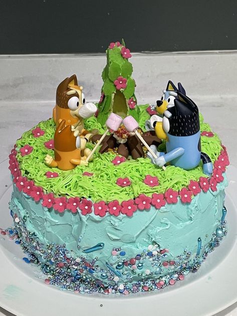 Bluey Camping, Sophia Cake, 6th Birthday Cake, Camping Cake, Beach Birthday Cake, Camping Cakes, Beach Cake, 6th Birthday Cakes, Realistic Cakes