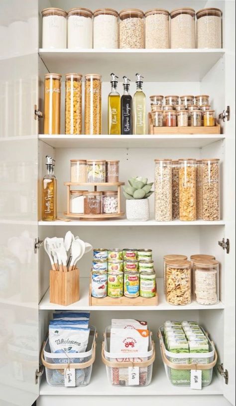 Using these glass jars with bamboo lids is a great way to organize your pantry cabinet and keeping your pantry design simple and organized. Click here to shop all of these food storage jars and make sure to follow me in the LTK app and my Amazon storefront to shop anything I post here on Pinterest.
#pantryorganisation #foodstoragehacks #homeorganizationtips #homeorganizing House Interior Australia, Pantry Organisation Ideas, Home Organization Aesthetic, Kitchen Organisation Ideas, Small Pantry Organisation, Small Kitchen Organisation, Organise Home, Pantry Organiser, Organise Pantry