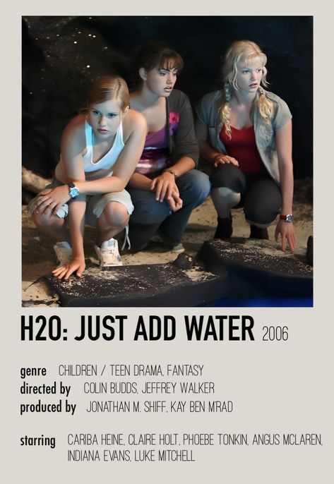 H29 Just Add Water, H2o Just Add Water Poster, H2o Poster, Cariba Heine, Luke Mitchell, H2o Just Add Water, Indiana Evans, H2o Mermaids, Water Poster